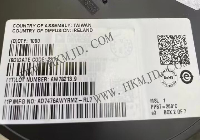 12位ADC AD7476AWYRMZ 1 MSPS、低功耗A/D轉(zhuǎn)換器，采用MSOP封裝