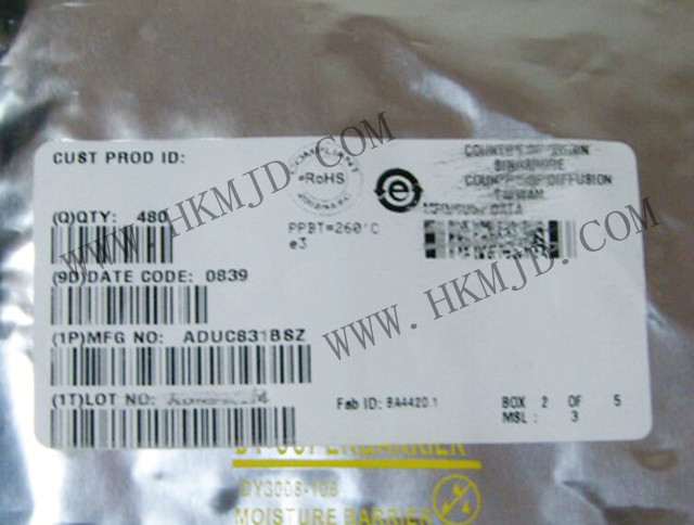ADUC831BSZ：具有嵌入式62 KB閃存MCU的MicroConverter?、12位ADC和DAC