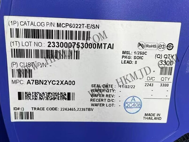 放大器 IC MCP6022T-E/SN 軌至軌輸入/輸出，10 MHz 運(yùn)算放大器